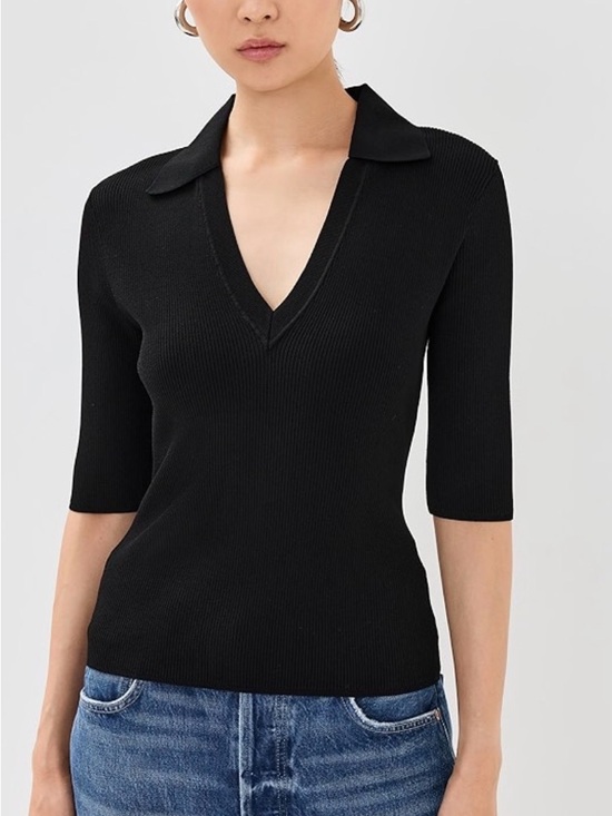 Veronica Beard Tops - Veronica Beard Women’s Emily Polo Black Stretch Short Sleeve Top